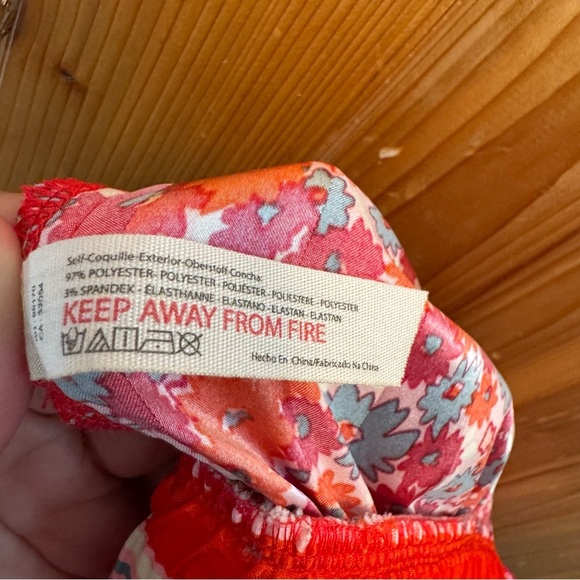 Free People Red and Blue Floral Pajama Shorts Size Large - Picture 5 of 5